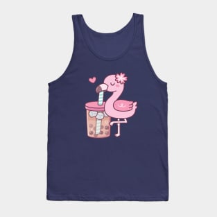 Cute Flamingo Loves Bubble Tea Tank Top